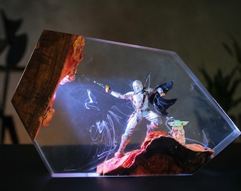 Lámpara de resina de Darth Lord Vader, luz de noche hecha a mano de Star Wars, lámpara de escritorio con luz de noche de ciencia ficción, decoración para sala de juegos, regalo para él