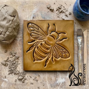 Juego de sellos y cortadores de cerámica con forma de abeja, herramienta para texturas de cerámica y herramienta para impresión en arcilla.