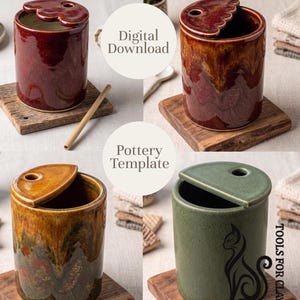 Aardewerksjabloon voor keramische reiskoffiemok met deksel: twee maten: 8OZ en 12OZ