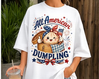 All American knoedelshirt, patriottisch eten grafisch T-shirt, grappig 4 juli-shirt