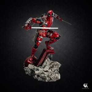Op Deadpool geïnspireerde fanartfiguur – handgeschilderd 16K hars verzamelobject – cadeau voor Marvel-fans