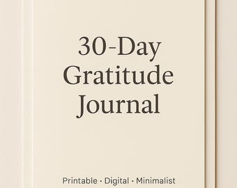 Journal de gratitude de 30 jours | Journal numérique imprimable | Agenda de réflexion quotidienne | Bien-être mental | Téléchargement instantané PDF
