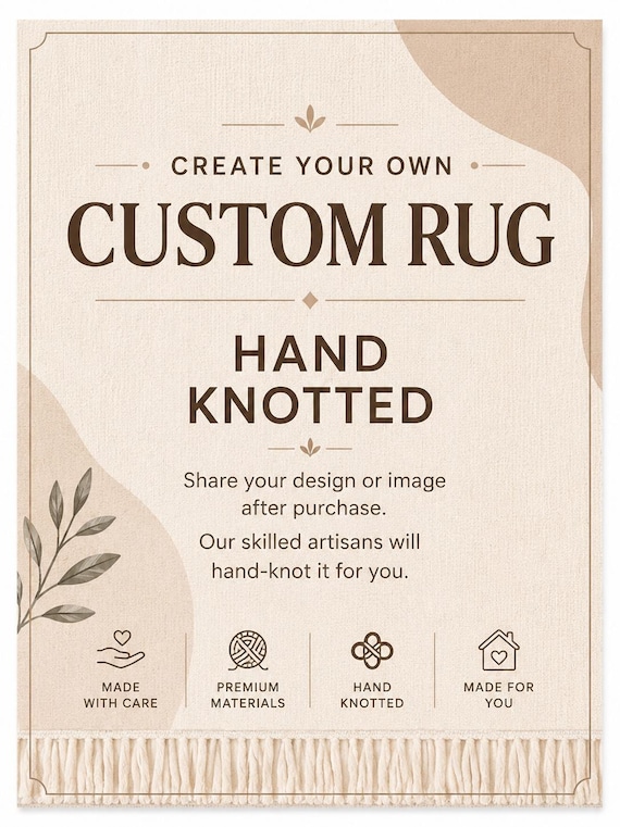 Personalized Hand Knotted Rug | Custom Rug from Image | Wool Area Rug | Design Your Own Carpet | Custom Oushak Rug From Your Photo