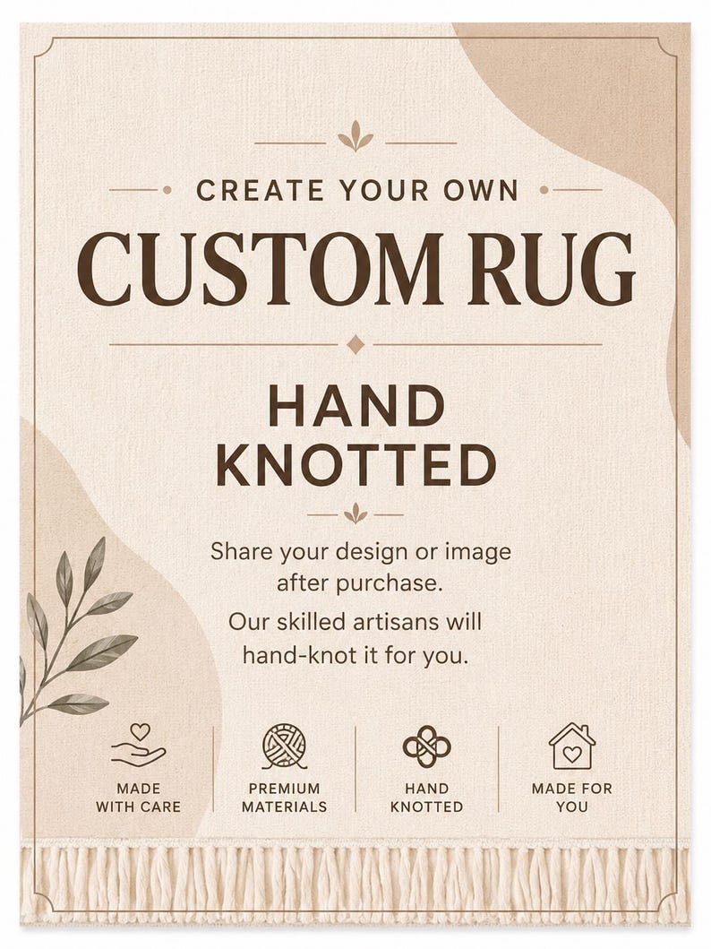 Personalized Hand Knotted Rug | Custom Rug from Image | Wool Area Rug | Design Your Own Carpet | Custom Oushak Rug From Your Photo image 1