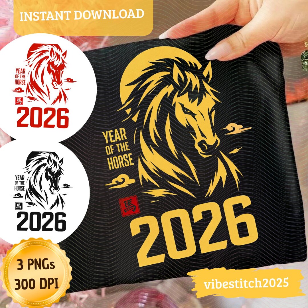 Year of the Horse 2026 PNG Bundle, Chinese Zodiac Horse Art, Lunar New ...