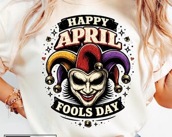 Happy April Fools Day PNG Funny Joker Prank Design, April 1st Humor Graphic, Jester Mask Meme, April Fools Shirt Design