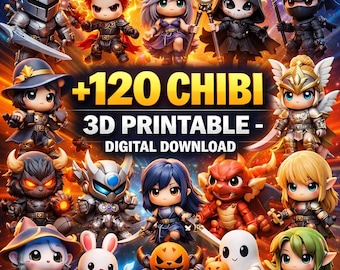 120+ Chibi Hero STL Pack – Anime Comic Miniatures (3D Printable)