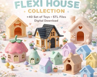40+ Mini Flexi House STL Pack - Flexible Toy Houses - 3D Printable Files - Digital Download