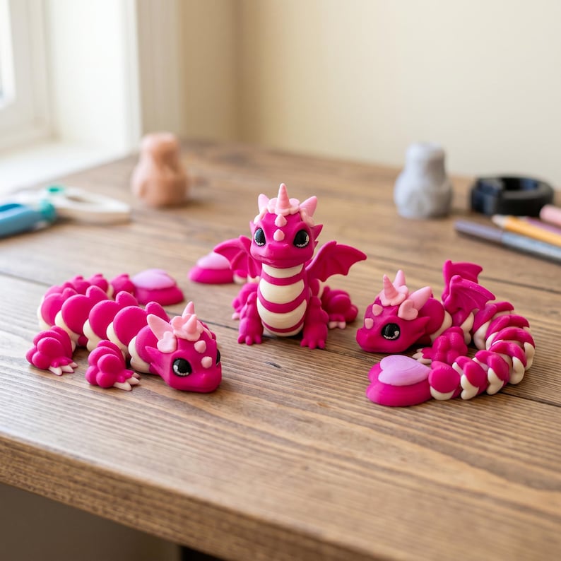 100+ Flexi Dragons STL Pack - Articulated Mini Dragon Toys - 3D Printable Fidget Dragons - Digital Download image 6