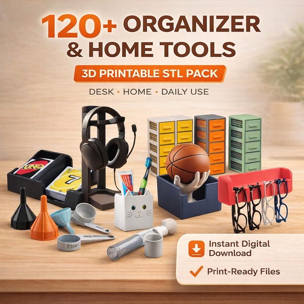 120+ Functional STL Files, Home & Decor STL Bundle Home Decor, Gadgets, Stands Holders, 3D Printable Home Design Pack , Digital download