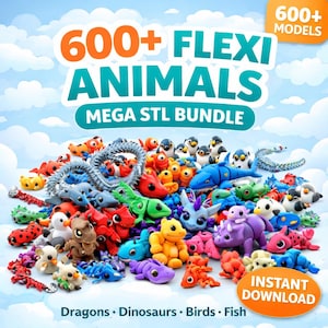 600+ Flexi Animals STL Bundle: Dragons, Dinosaurs, Birds, Fish (Digital Download)