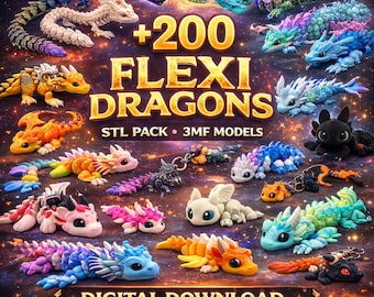 200+ Flexi Dragons STL Pack – Articulated 3D Printable Toys (Digital Download)