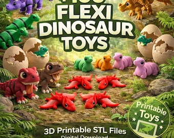 100+ Flexi Dinosaur Toys STL Pack - 3D Printable Articulated Dino Models (Digital Download)