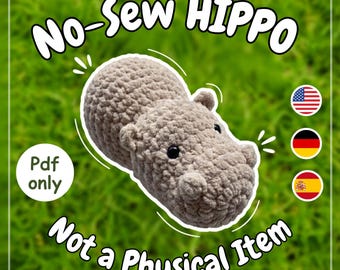 Geen naai-nijlpaard-haakpatroon | Dikke amigurumi (pdf)