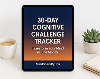 30-Day Cognitive Challenge Tracker - Brain Training Program Printable Workbook Journal