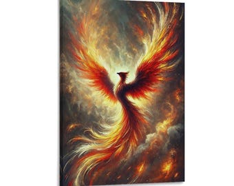 Phoenix Rising From The Ashes Framed Painting On Canvas Wall Art Poster Picture Print Living Room Walls Decor Home Posters