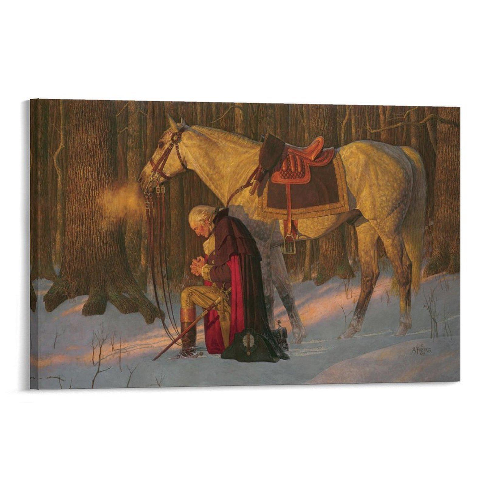 Tableau Toile Washington Valley Forge – Art Mural Historique USA, Imprimé Sur Canvas, Encadré Prêt à Accrocher