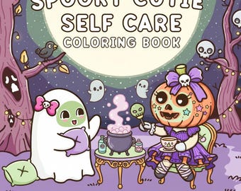 Spooky Cutie Halloween Coloring Book – Kawaii Ghosts, Cozy Tea Moments (PDF Download)