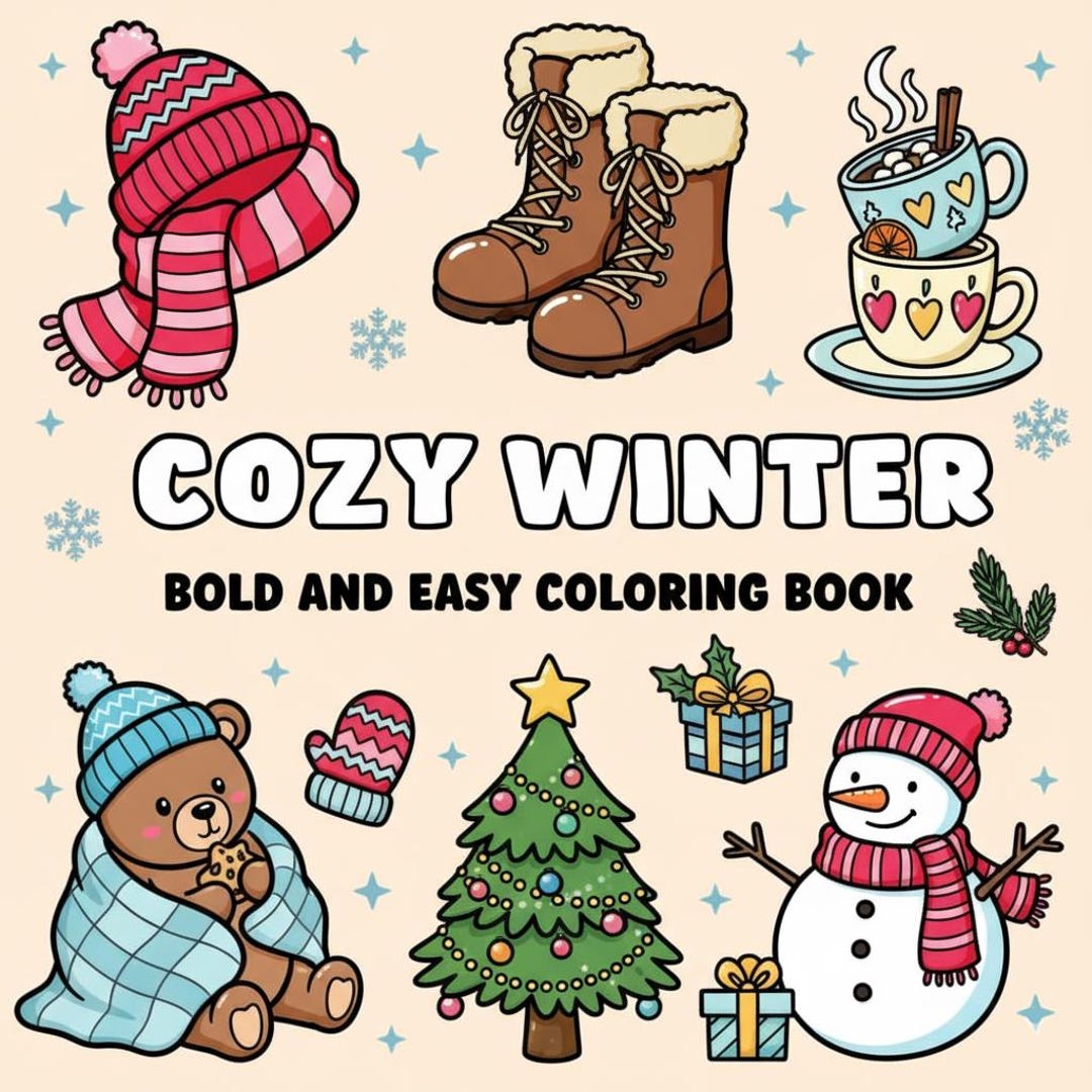 Cozy Winter Coloring Pages – Bold and Easy Bundle - Etsy