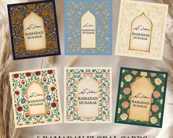 Floral Ramadan Cards - Islamic Greeting, Eid Gift Tags (Digital Download Set of 6