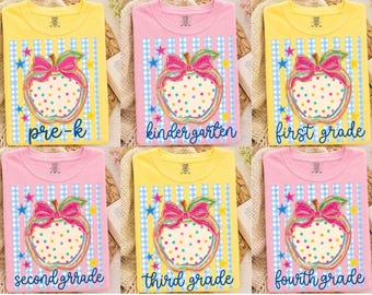 Teacher Grade PNG Bundle, Coquette Bow Apple Pre-K Kindergarten 1st 2nd 3rd 4th Grade, Back to School Sublimation Design, Digital Download