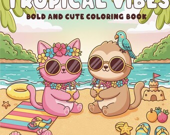 Tropical Vibes Coloring Book – Animals, Beach Scenes, Summer Fun (PDF Download)