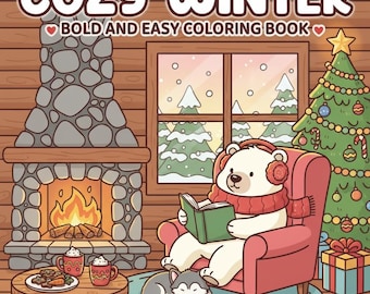 Pagine da colorare invernali Cozy Hygge - Pacchetto da 20 pagine (PDF + PNG)