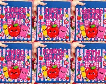 Back To School PNG Bundle, Kindergarten to 5th Grade Coquette Apple Pencil Bow, Cute School Sublimation Shirt Design, Digital Download