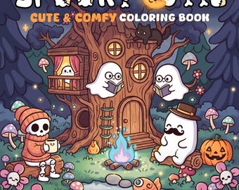 Spooky Cutie Coloring Book – Kawaii Halloween Pages for Kids Adults (PDF Download)