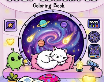 Kawaii Animal Coloring Book – Cozy Escapes, Space & Nature Scenes (PDF Download)