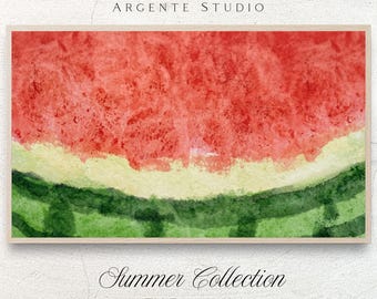 Watermelon Fruit Summer Colorful Frame Tv Art | Expressive Dopamine Electronic Painting | Watercolor Retro Holiday Samsung Screensaver