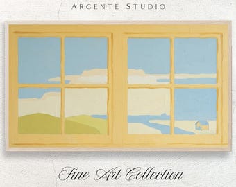 Window Illusion Frame Tv Pastel Colors Oil Painted Art | Vintage Summer Landscape Electronic Painting | Dopamine Retro Samsung Screensaver