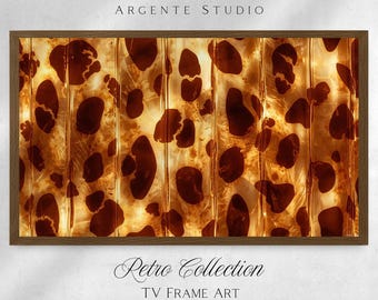 Tortoise Print Glass Frame Tv Art | Maximalist Midcentury Chic Electronic Wallpaper | 80s Style Brown Tortoiseshell Screensaver