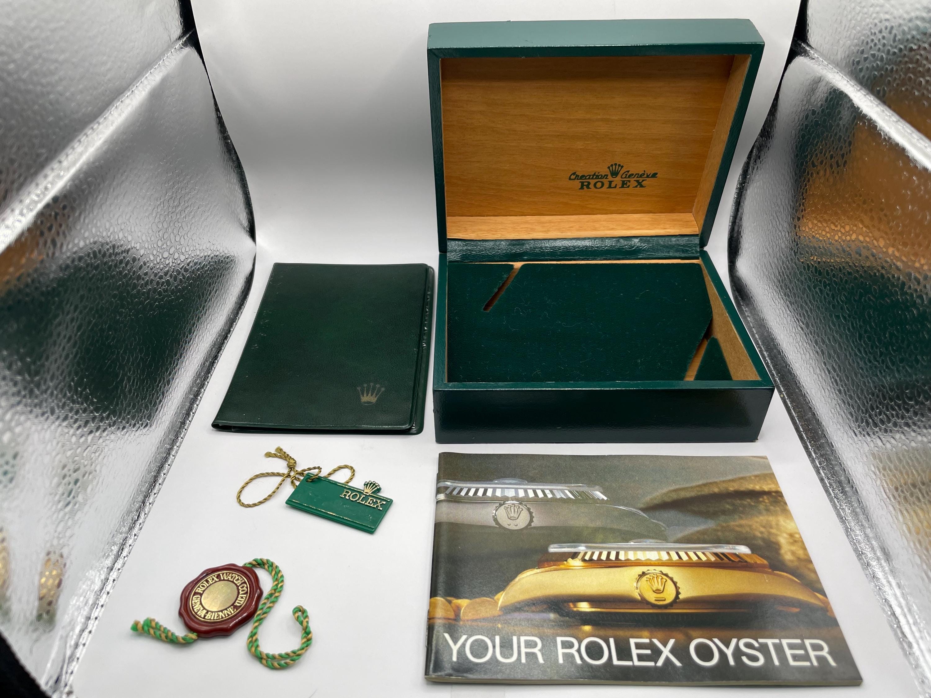 Vintage Rolex Green Box Set Inner Case Tag Seal Booklet 67.00.3