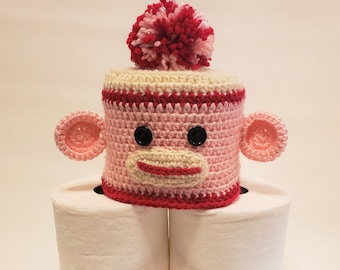 Sock Monkey Toilet Tissue Cover (Jumbo Size)