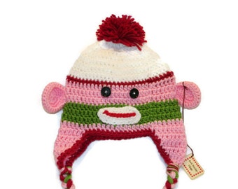 Crochet Sock Monkey Hat (toddler size)