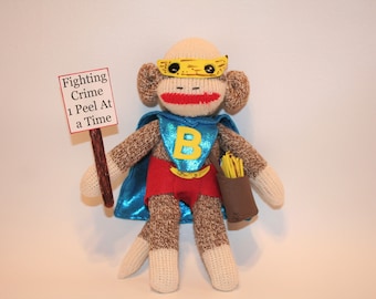 Sock Monkey Kid  Banana Man Super Hero