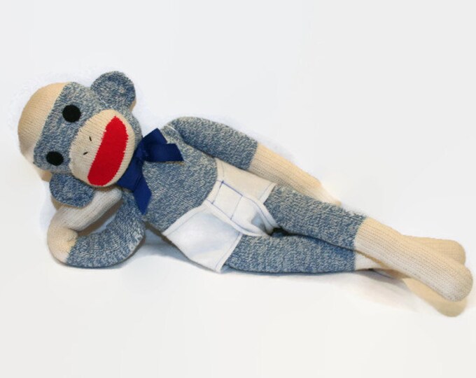 1st Sock Monkey for Baby Blue Stuffed Sock Monkey Toy Baby Etsy