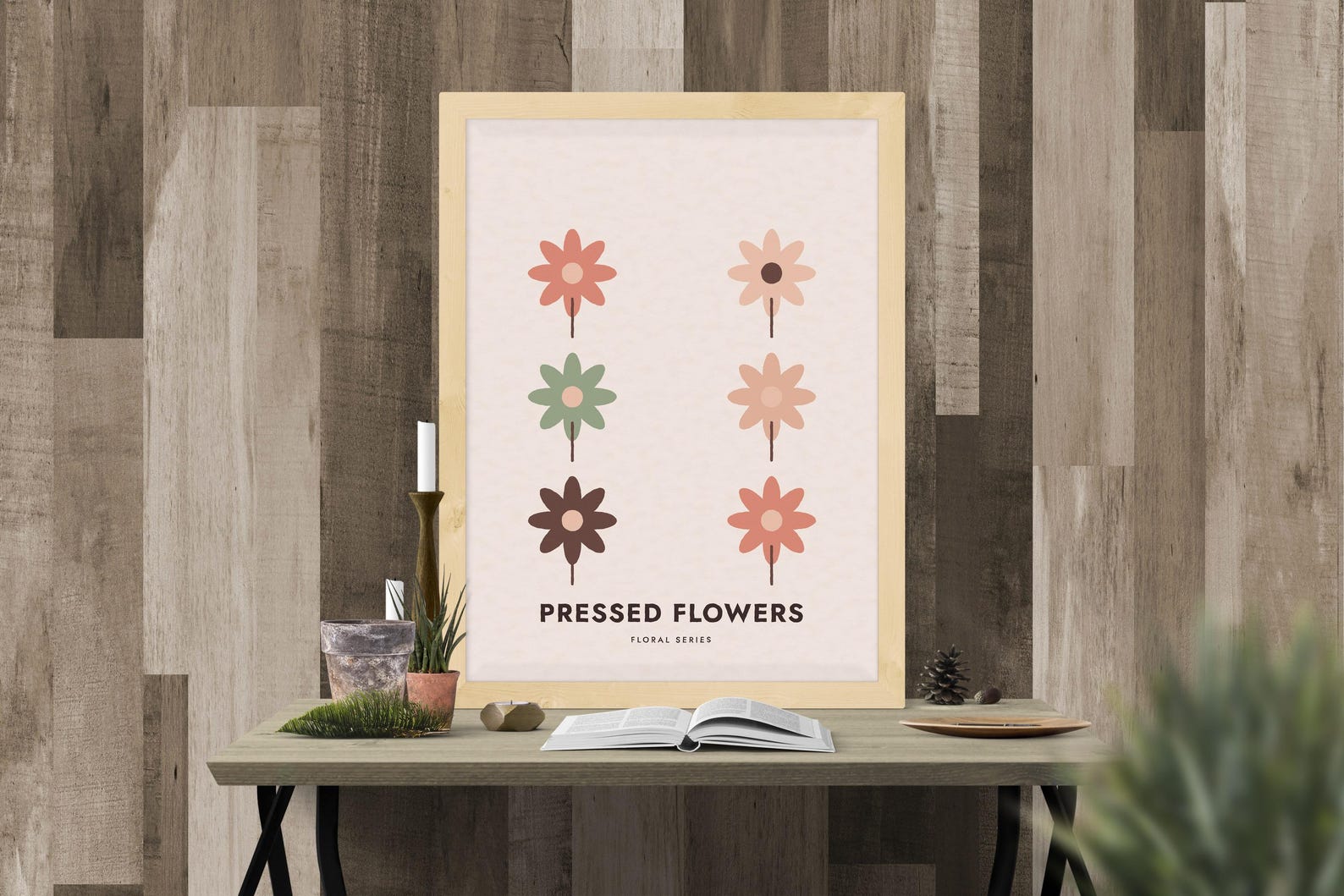 Pressed Flower Grid Printable Wall Art, Blush Botanical Print ...