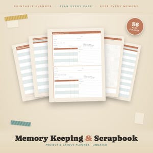 Scrapbook Planner Printable, Memory Keeping Project Organizer (Digital Download)