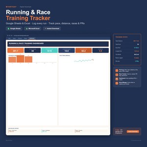 Running Training Tracker Spreadsheet | Run Log, Race Tracker, Mileage Log — Google Sheets + Excel