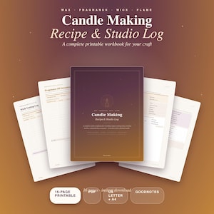 Candle Making Recipe Log Printable, Candle Maker Planner and Wick Testing Log, Fragrance and Batch Journal PDF GoodNotes Letter A4