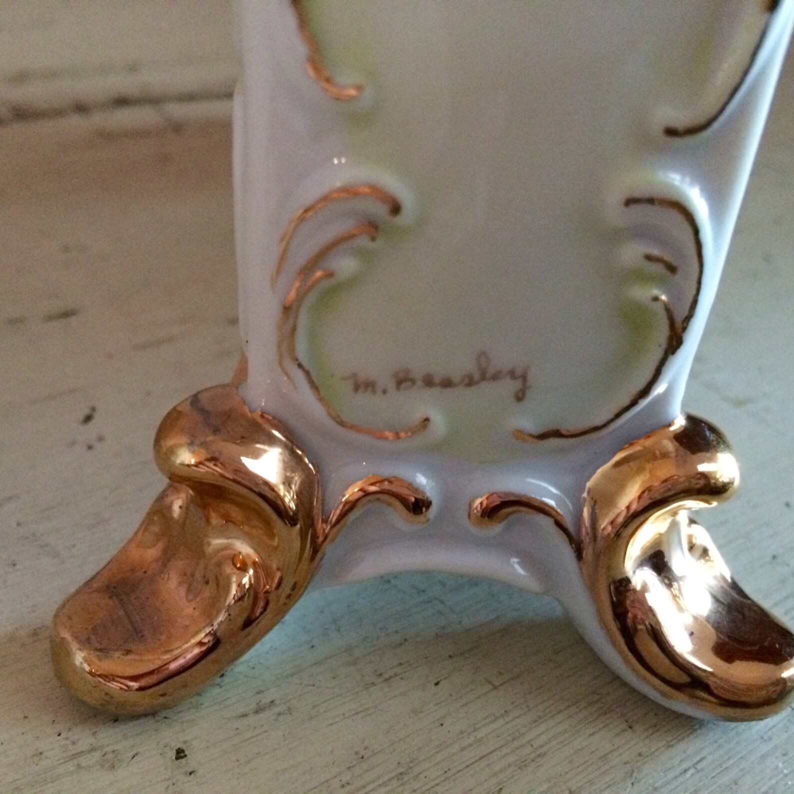 Vintage Porcelain Letter Holder Gilded Gilt Rose Victorian Etsy