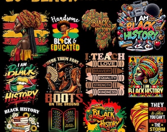 Black History PNG Bundle, African American Art, Inspirational Clipart (Digital Download)