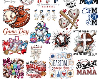 60+ Baseball Mom PNG Bundle, Retro Game Day Mama, Coquette Bow Sublimation Design (Digital Download)