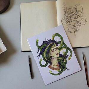 Medusa, Handsignierter Kunstdruck, 8.5x11