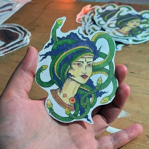 Medusa, Handmade Sticker 4.5&quot; x 3.5&quot;