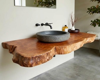 Solid wood bathroom vanity rustic floating shelves decor custom reclaimed wooden bathroom furniture