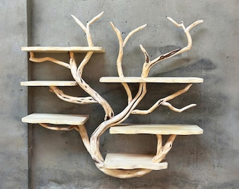Unieke boomtak wandplank rustieke zwevende houten plank natuurlijk drijfhout boekenplank kunst decor