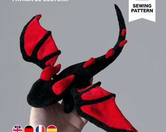 28cm Little Dragon Plush Sewing Pattern & Tutorial  (English/Español/Deutsch/Français）